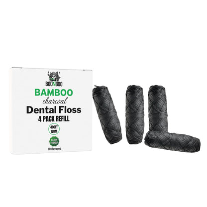 BOONBOO Charcoal Dental Floss Refill – 4 Pieces, No Flavor, PFAS-Free