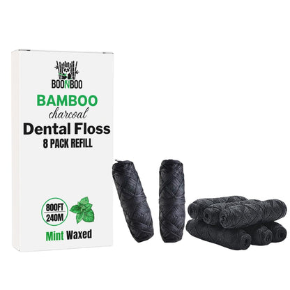 BOONBOO Charcoal Woven Dental Floss Refill – 8 Pieces, Mint