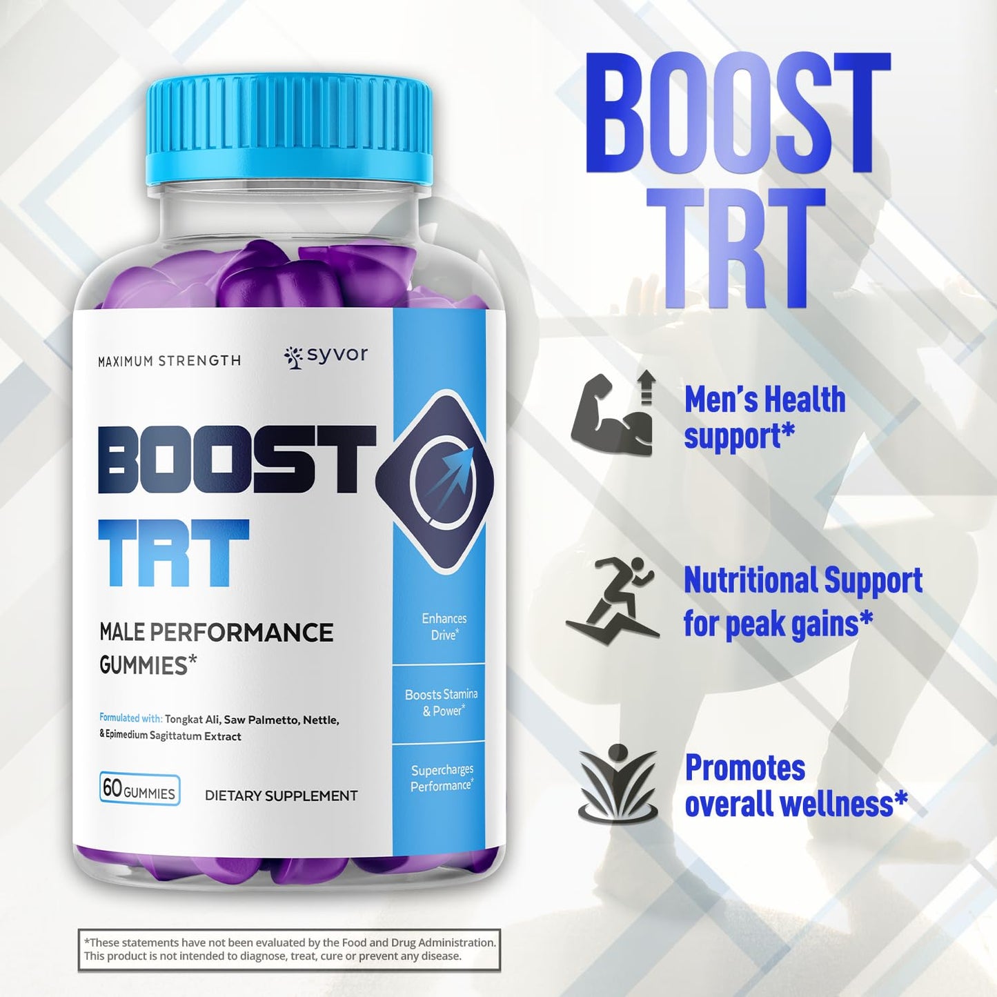 (2 Pack) Boost TRT Gummies – All-Natural Ingredients – 120 Gummies