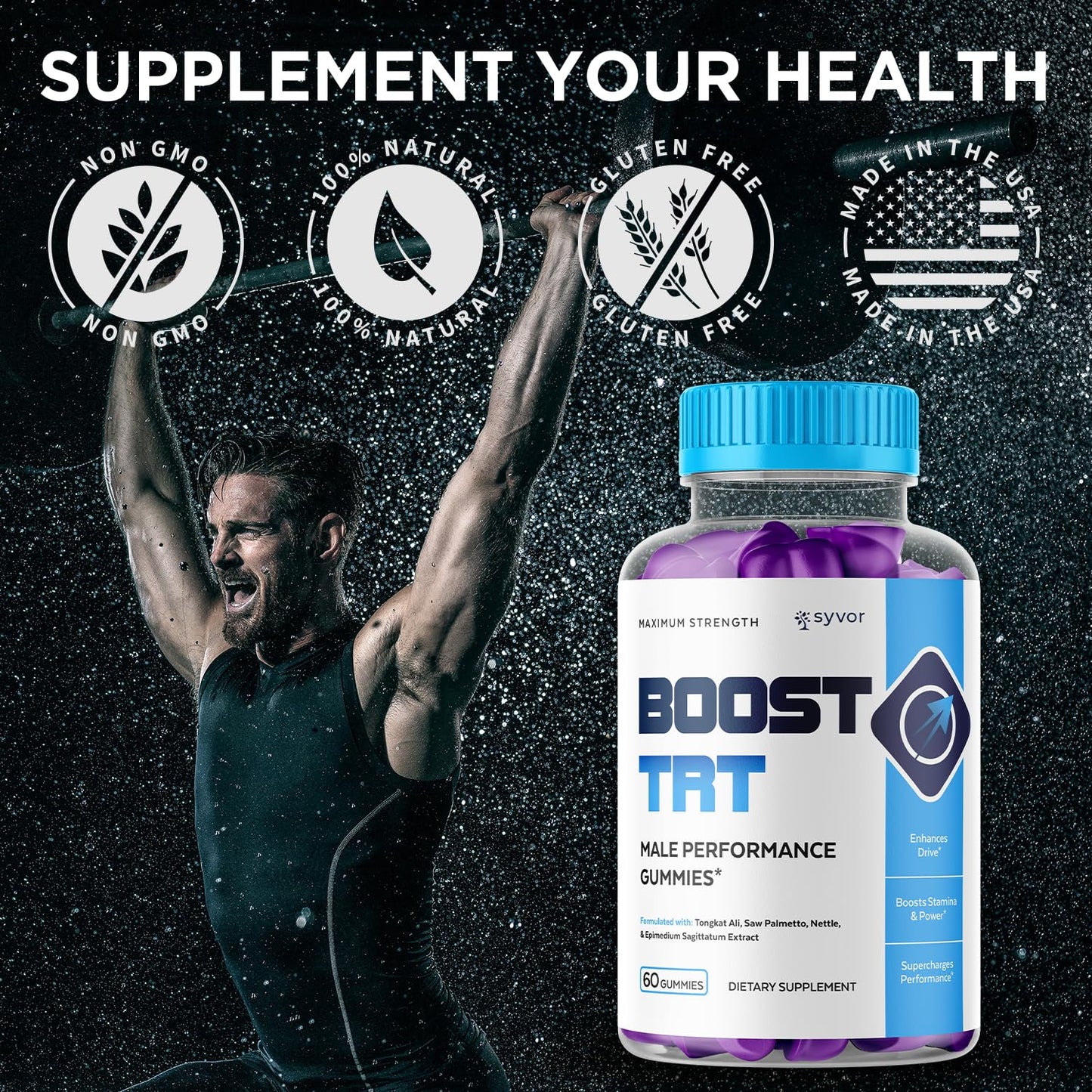 (2 Pack) Boost TRT Gummies – All-Natural Ingredients – 120 Gummies