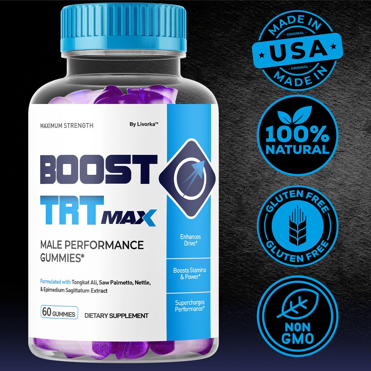 (2 Pack) Boost TRT Max Gummies for Men – Advanced Natural Formula, 2 Months Supply
