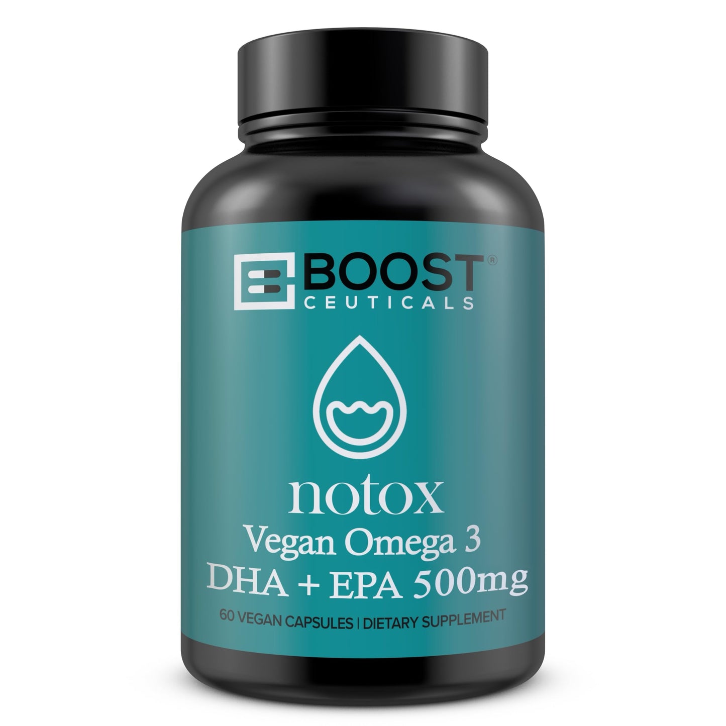 BoostCeuticals Vegan Omega 3 Supplement 500mg DHA EPA Vegan Softgels - No Stearates Non GMO Gluten Free | 60 Ct Heart and Brain Health
