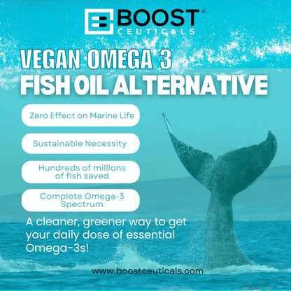 BoostCeuticals Vegan Omega-3 1000mg | Plant-Based Algae, Non-GMO, Gluten Free | 60 Ct