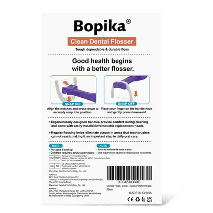 Bopika Dental Floss – Extra Strength Floss with 1 Handle & 120 Refill Heads
