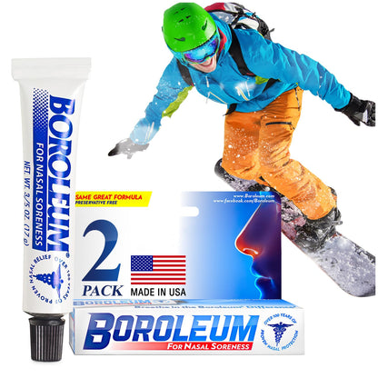 Boroleum 2-Pack Nasal Balm Tubes (17 g / 0.6 oz) – Soothing Moisture for Sore Noses