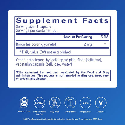 Pure Encapsulations Boron Glycinate | Hormone Balance & Bone Health | 60 Capsules