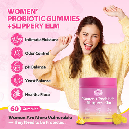 BOSNETHUINH Feminine Probiotics Gummies – Slippery Elm, pH Balance & Gut Health (60 Count)