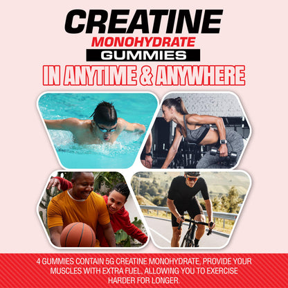 BOSSKO Creatine Monohydrate Gummies 9g – 120 Count, Vegan & Non-GMO