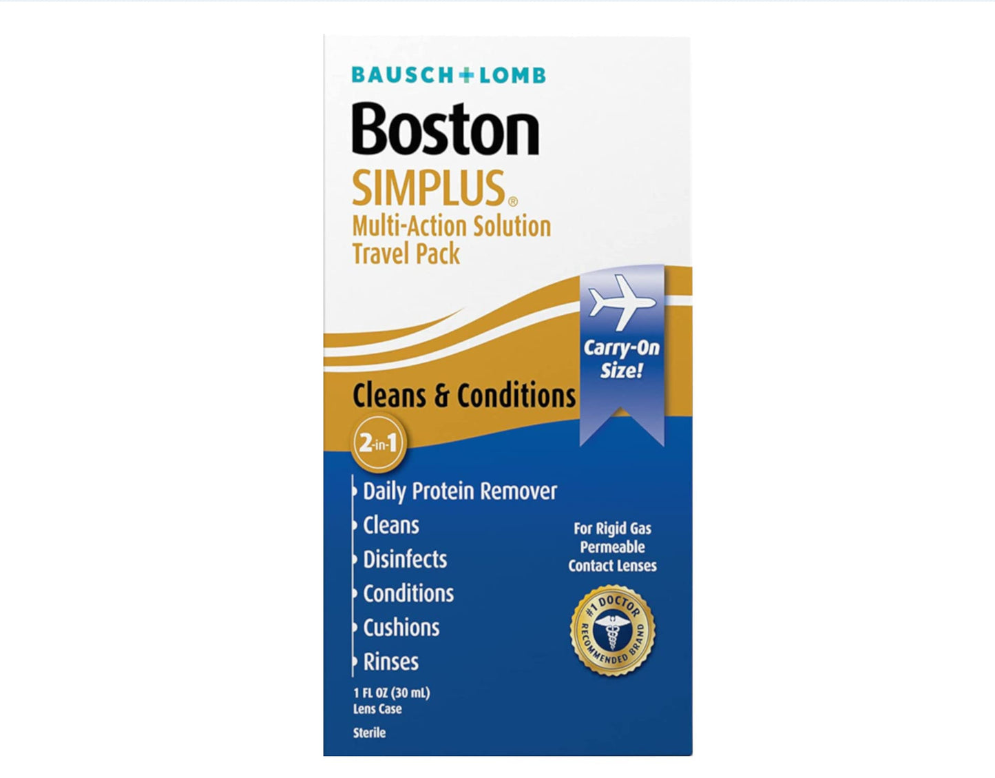 Boston SIMPLUS Multi-Action Solution for Gas Permeable Lenses – Case Included – 1 oz (Pack of 2)