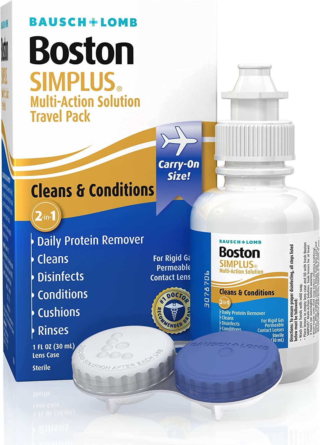 Boston SIMPLUS Multi-Action Solution for Gas Permeable Lenses – Case Included – 1 oz (Pack of 2)