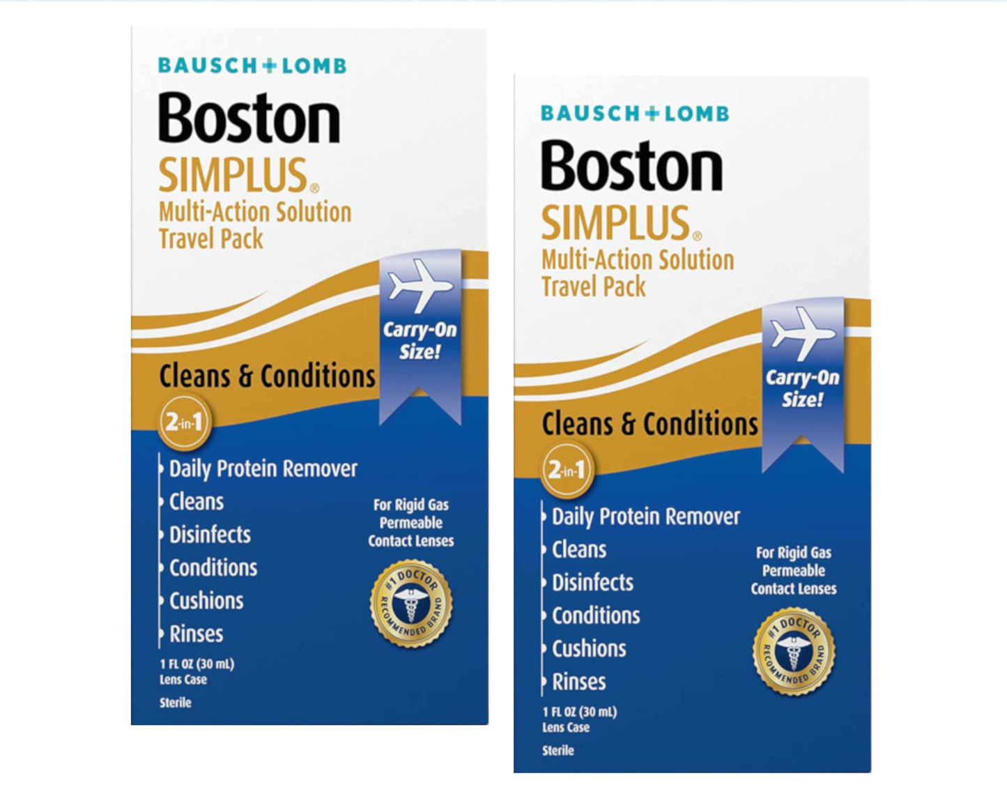 Boston SIMPLUS Multi-Action Solution for Gas Permeable Lenses – Case Included – 1 oz (Pack of 2)