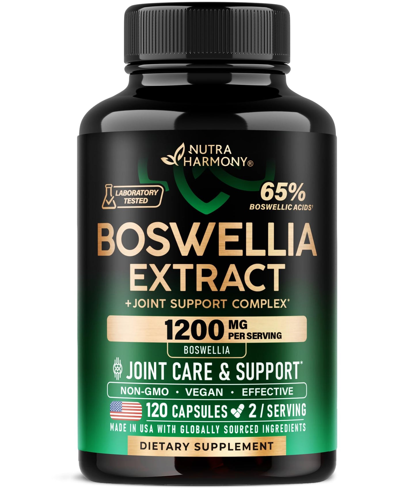 Boswellia 1200mg - 65% Boswellic Acid | Joint Health & Mobility | Turmeric, MSM & Hyaluronic Acid | Made in USA - 120 Capsules