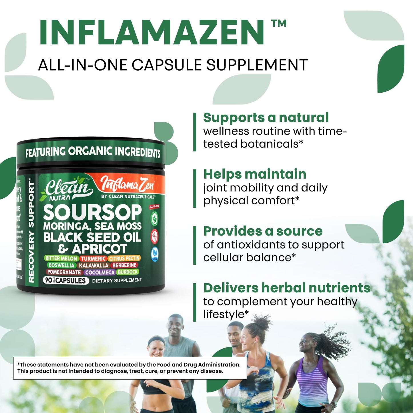 Clean Nutra Soursop Supplement with Moringa, Sea Moss & Berberine