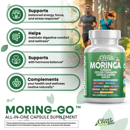 Moringa Powder Capsules + Turmeric Moringa Leaf – Clean Nutra Moring-Go