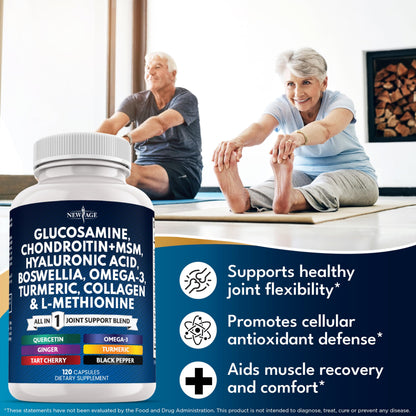 Glucosamine Chondroitin MSM Turmeric + Omega-3 | Joint Health 120