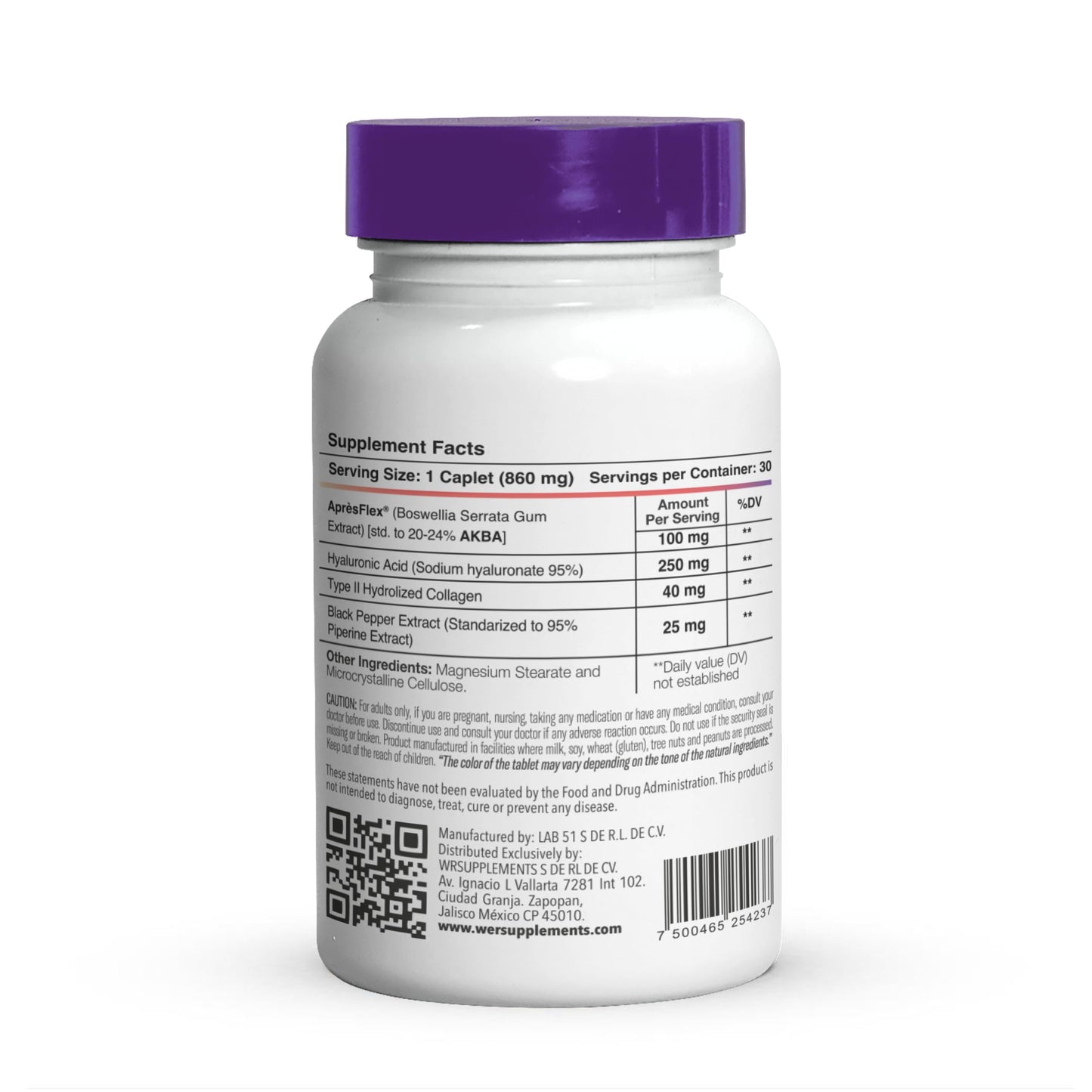 Boswellia Serrata AprèsFlex Advanced Joint Support – 30 Capsules (860 mg) | Hyaluronic Acid, Type II Collagen & Piperine