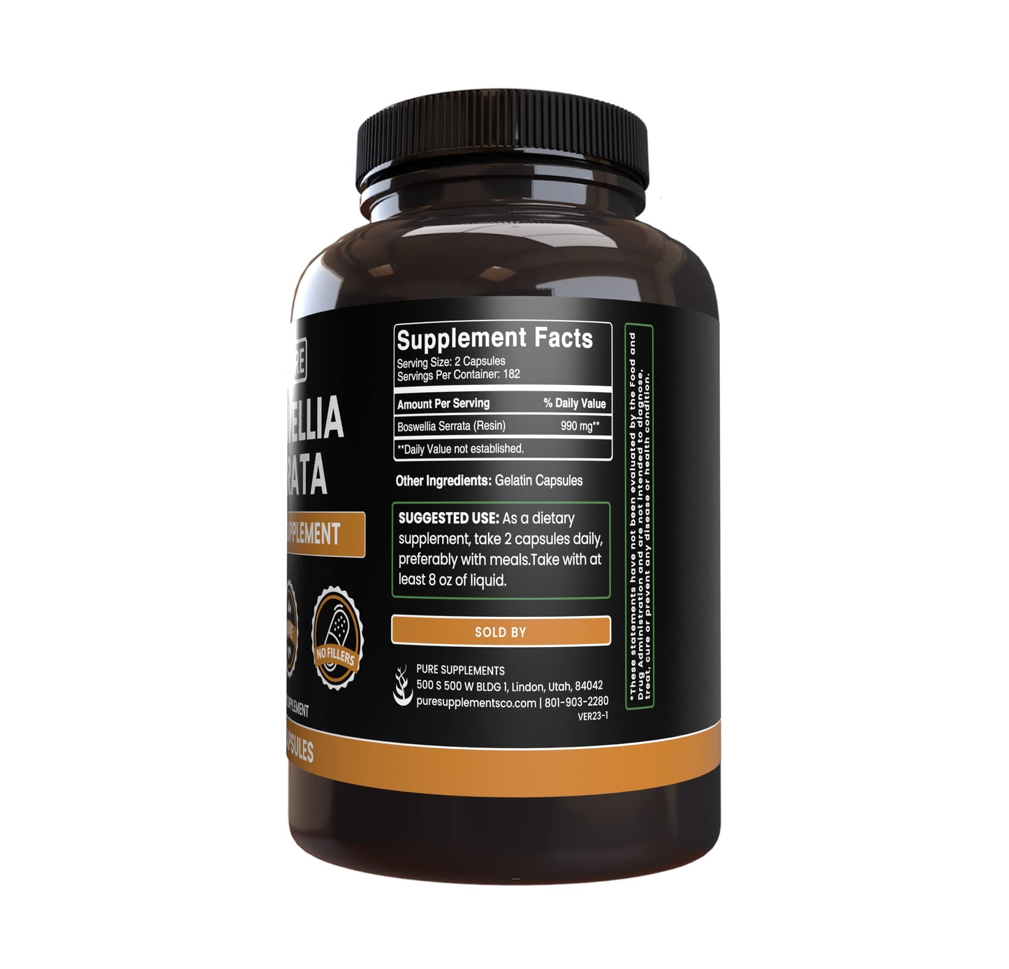 Pure Original Ingredients Boswellia Serrata (365 Capsules) No Magnesium Or Rice Fillers, Always Pure, Lab Verified