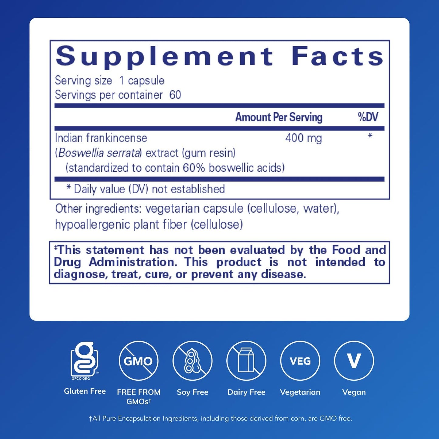 Pure Encapsulations Boswellia – Joint Health & Digestive Support (60 Caps) – Non-GMO & Vegan