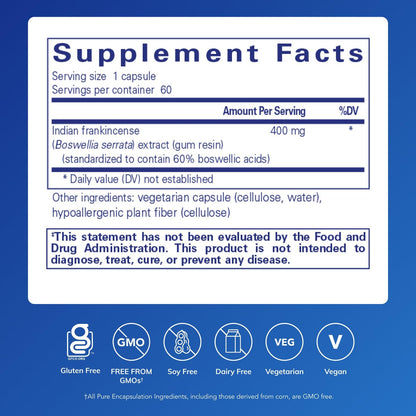 Pure Encapsulations Boswellia – Joint Health & Digestive Support (60 Caps) – Non-GMO & Vegan