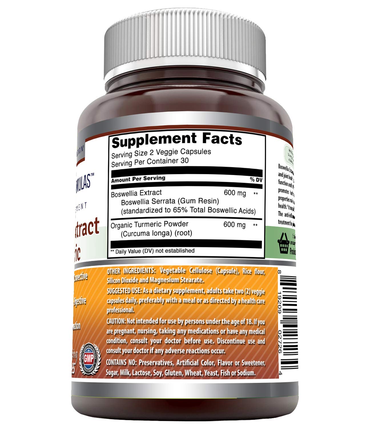 Boswellia & Turmeric 1200mg Veggie Capsules - Amazing Formulas