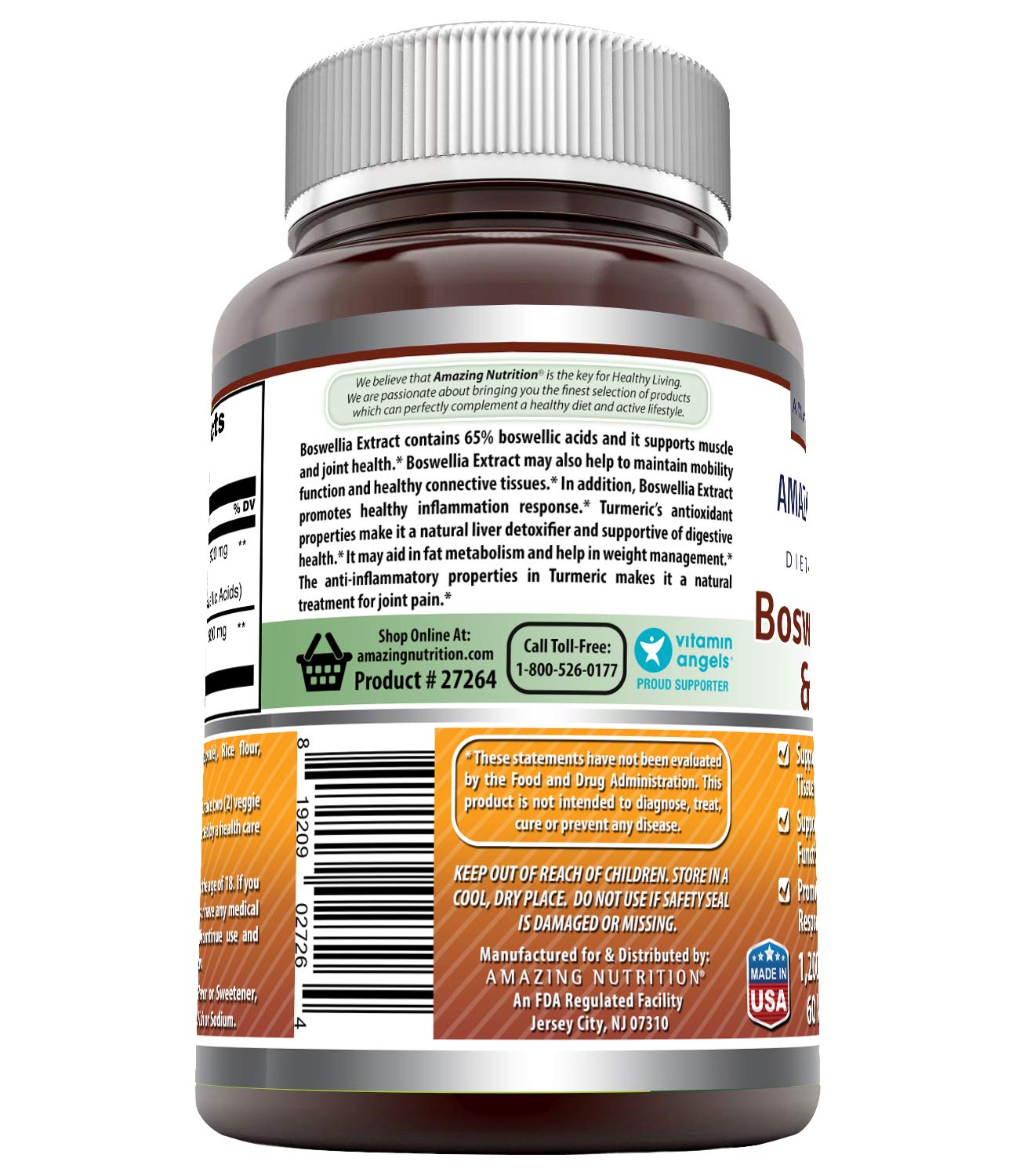 Boswellia & Turmeric 1200mg Veggie Capsules - Amazing Formulas
