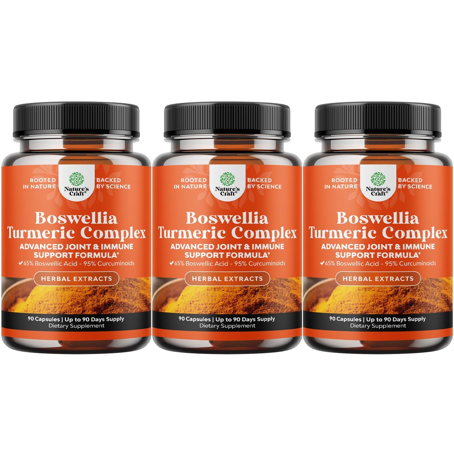 Boswellia + Turmeric Capsules 500 mg – Joint & Immune Health Support (90 Count, 3-Pack)