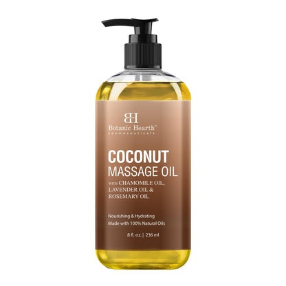 Botanic Hearth Coconut Massage Oil - Ultra Glide Formula | All Skin Types | 8 Fl Oz