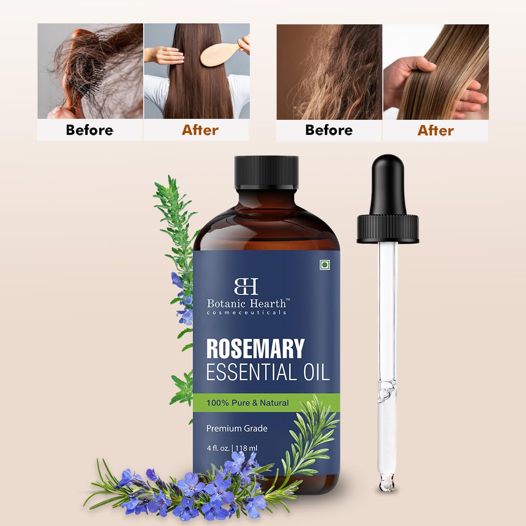 Botanic Hearth Rosemary Oil 4 Oz – 100% Pure & Natural Essential Oil for Hair, Skin & Aromatherapy