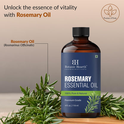 Botanic Hearth Rosemary Oil 4 Oz – 100% Pure & Natural Essential Oil for Hair, Skin & Aromatherapy