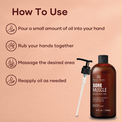 Botanic Hearth Sore Muscle Massage Oil with Arnica Montana Extract - 8 oz