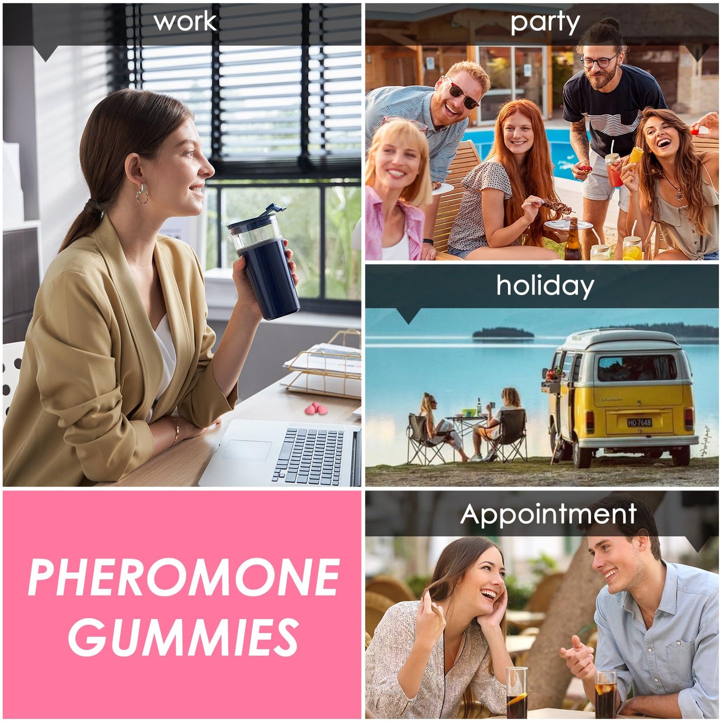 Pheromone Gummies for Women – Enhance Natural Scent & Confidence Support, Strawberry Flavor, 60 Gummies