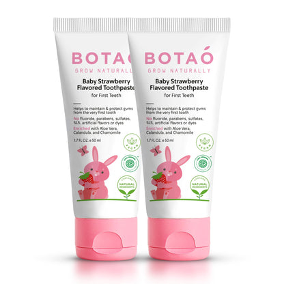 BOTAO Fluoride Free Toddler Toothpaste – Strawberry Flavor (2-Pack) | EWG Verified, Vegan