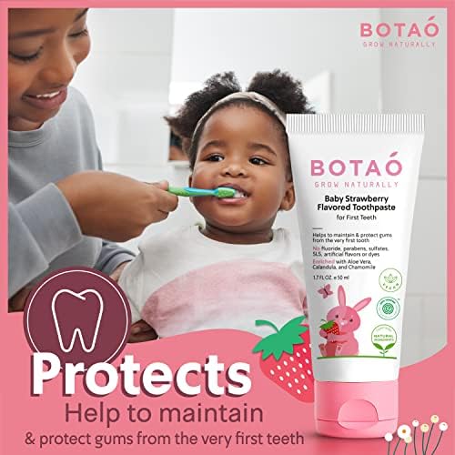 BOTAO Fluoride Free Toddler Toothpaste – Strawberry Flavor (2-Pack) | EWG Verified, Vegan