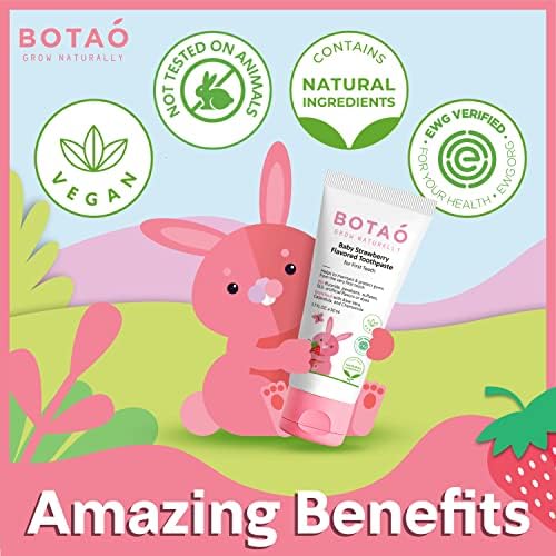 BOTAO Fluoride Free Toddler Toothpaste – Strawberry Flavor (2-Pack) | EWG Verified, Vegan