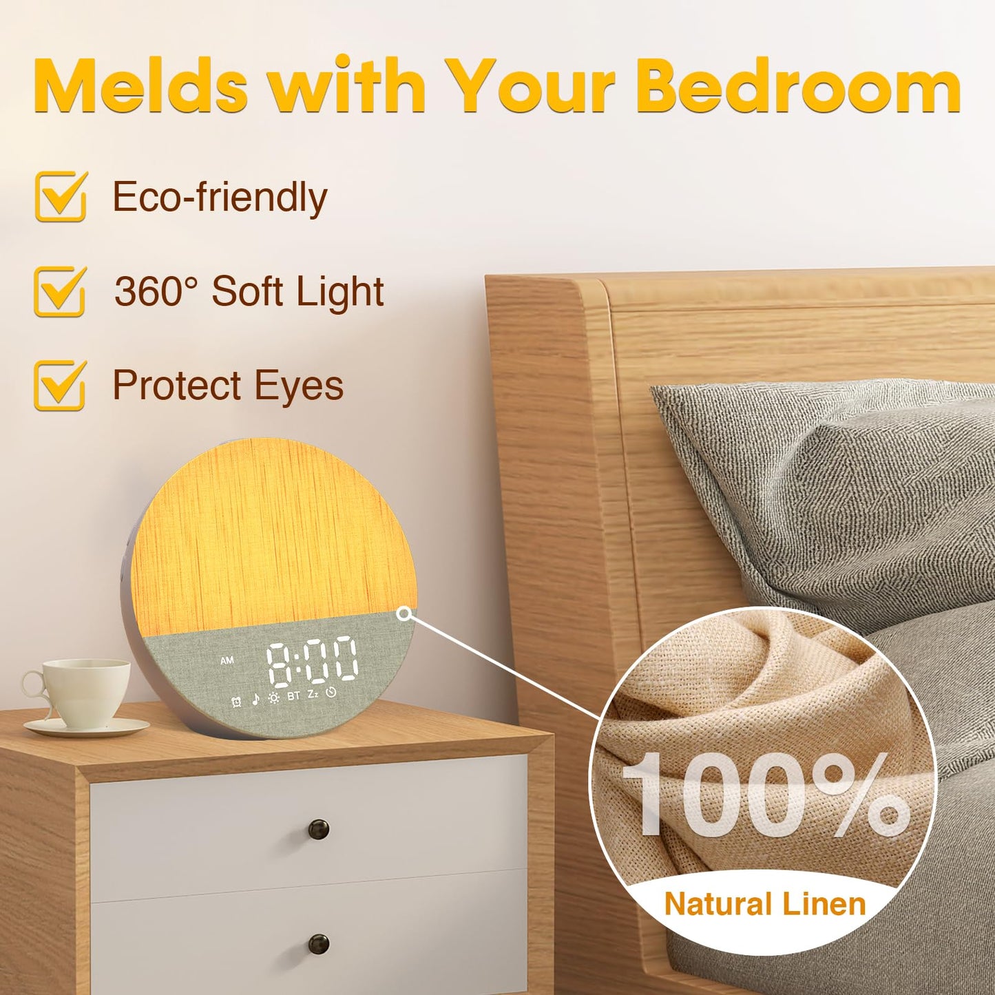 BOTDOYS Sunrise Alarm Clock for Heavy Sleepers | Gradual Sunrise, 30 Sleep Sounds, Bluetooth, Gray