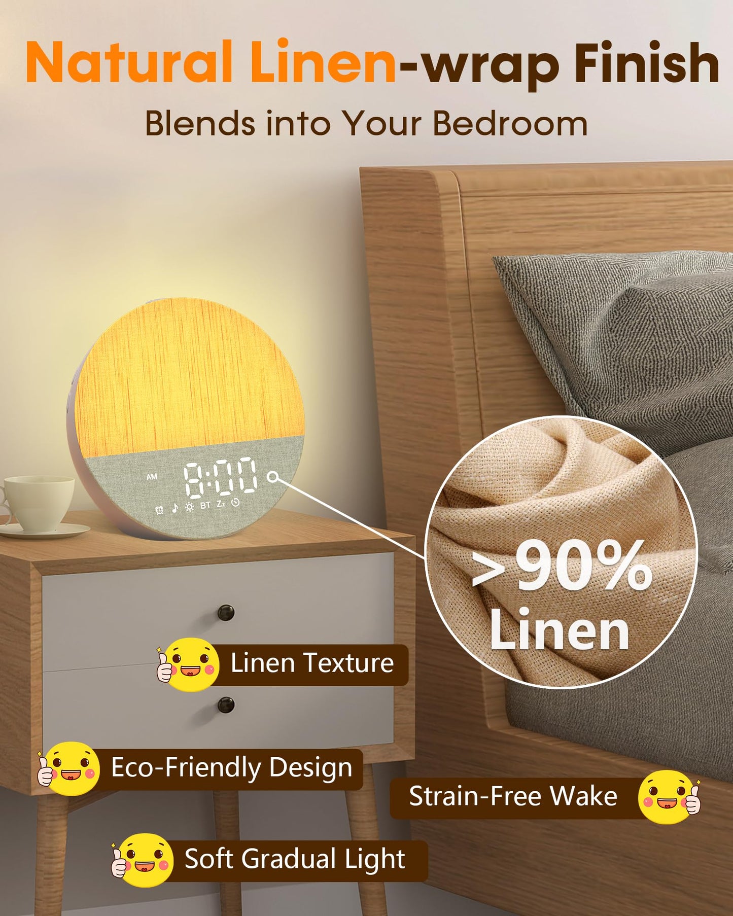 BOTDOYS Sunrise Alarm Clock with Sound Machine – Gentle Wake Light, Bluetooth & Sleep Sounds