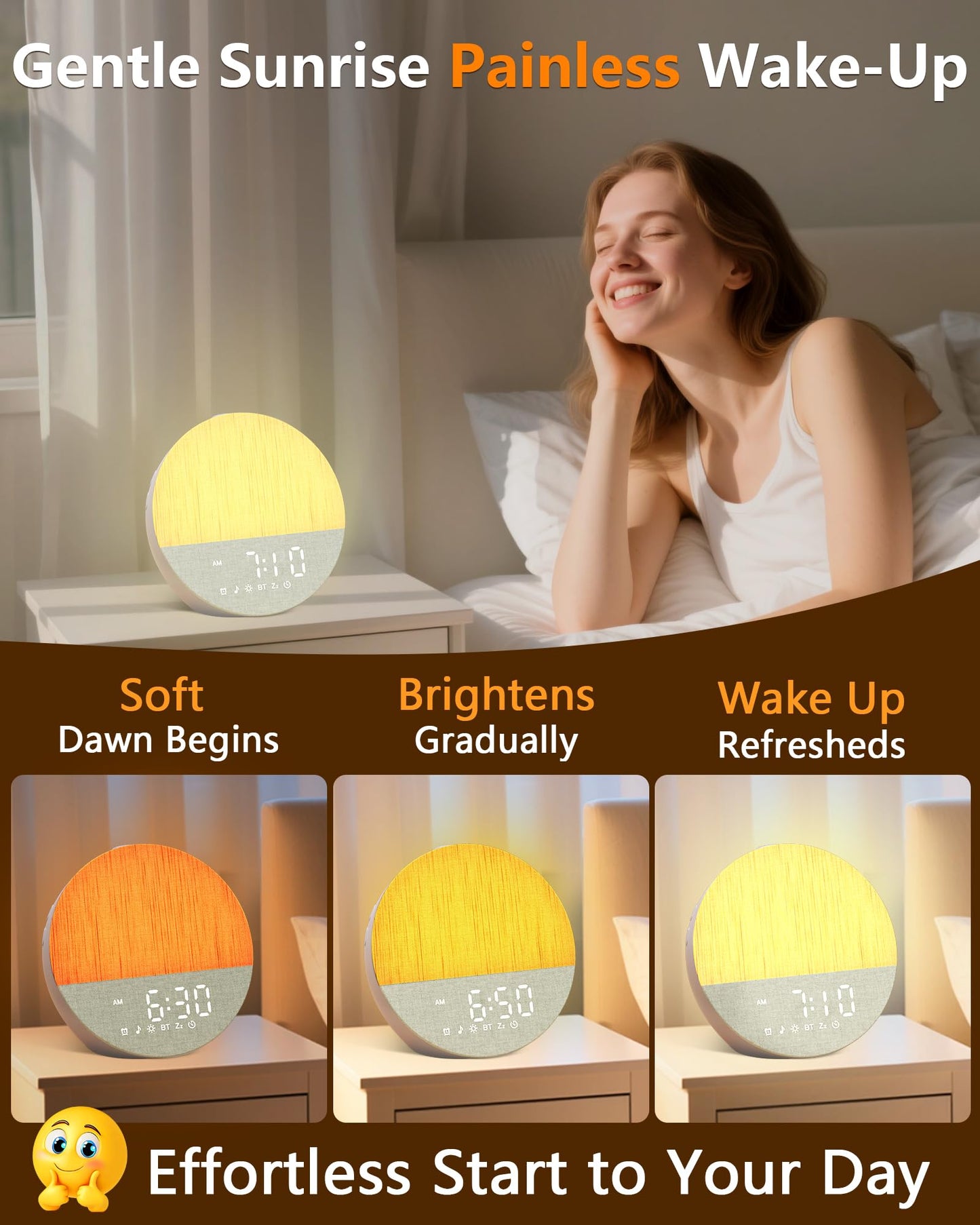 BOTDOYS Sunrise Alarm Clock with Sound Machine – Gentle Wake Light, Bluetooth & Sleep Sounds