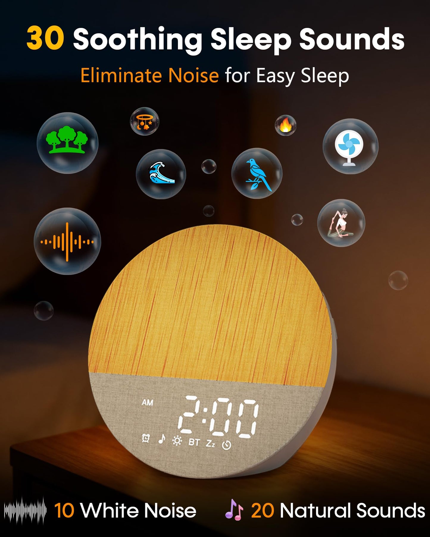 BOTDOYS Sunrise Alarm Clock with Sound Machine – Gentle Wake Light, Bluetooth & Sleep Sounds