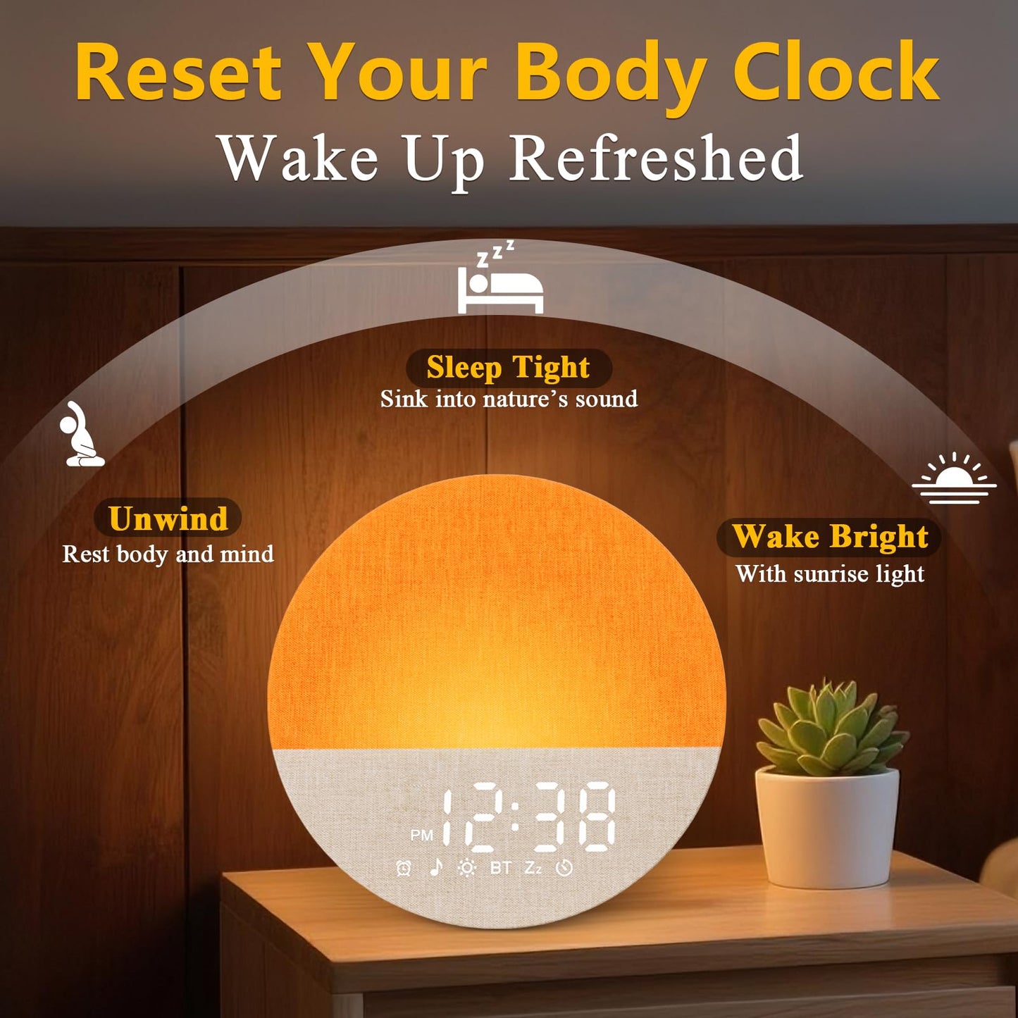 BOTDOYS Sunrise Alarm Clock for Heavy Sleepers | Gradual Sunrise, 30 Sleep Sounds, Bluetooth, Gray