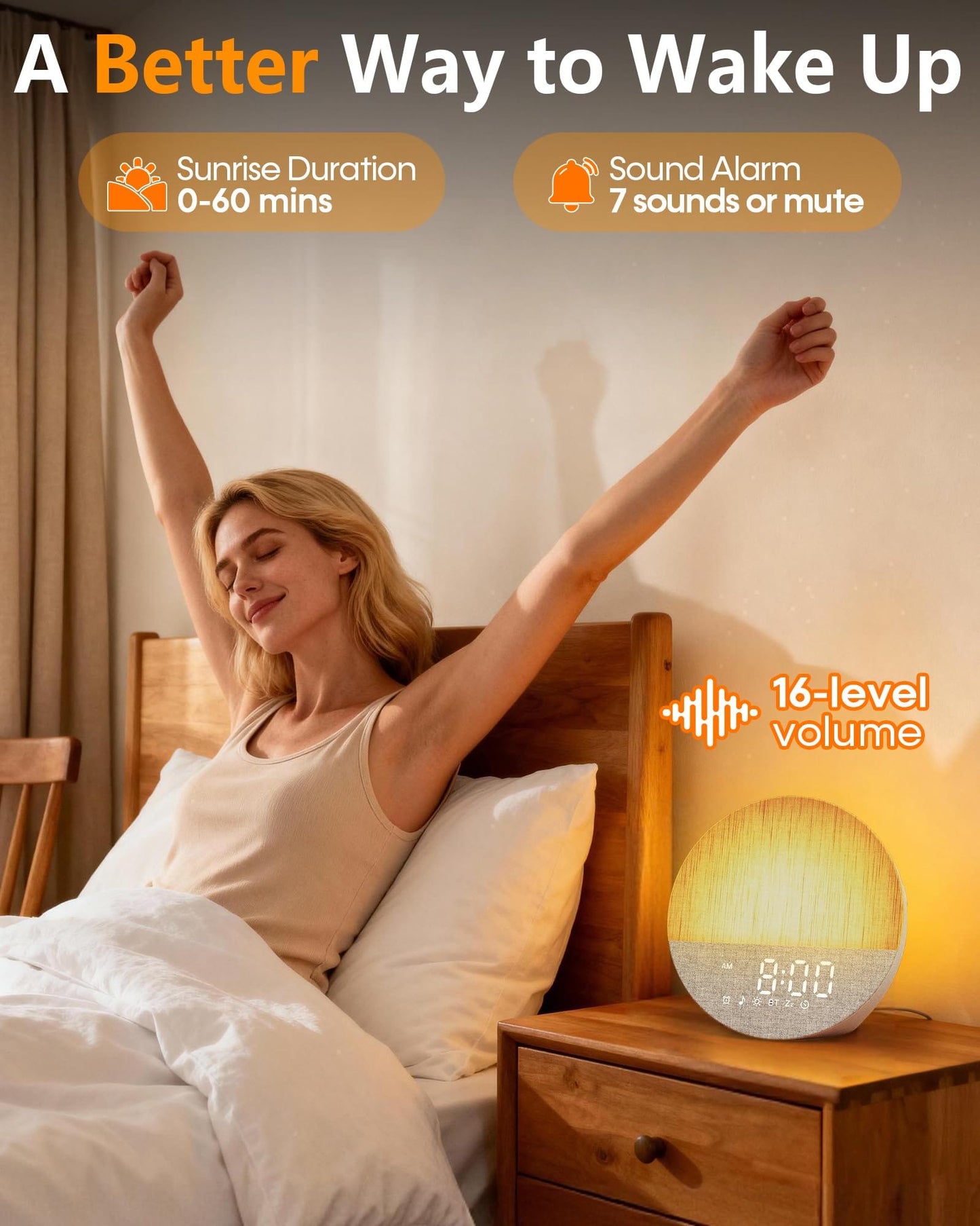 BOTDOYS Sunrise Alarm Clock with Sound Machine – Gentle Wake Light, Bluetooth & Sleep Sounds