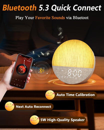 BOTDOYS Sunrise Alarm Clock with Sound Machine – Gentle Wake Light, Bluetooth & Sleep Sounds