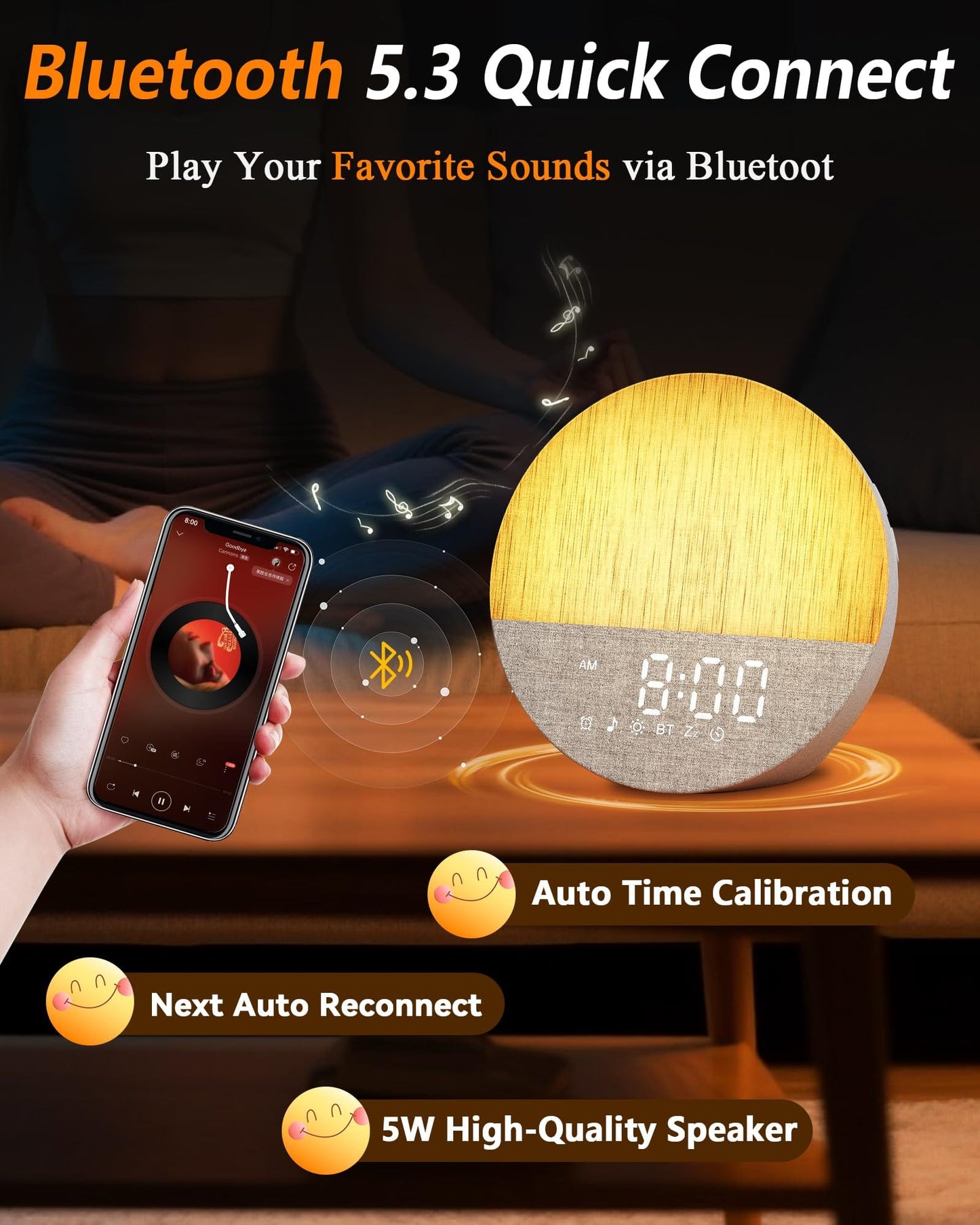 BOTDOYS Sunrise Alarm Clock with Sound Machine – Gentle Wake Light, Bluetooth & Sleep Sounds