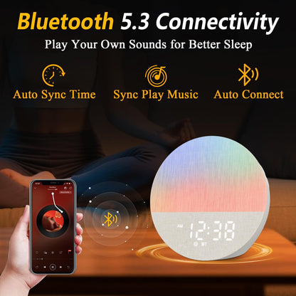 BOTDOYS Sunrise Alarm Clock for Heavy Sleepers | Gradual Sunrise, 30 Sleep Sounds, Bluetooth, Gray