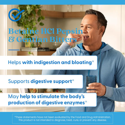 Doctor's Best Betaine HCl Pepsin & Gentian Bitters – Digestive Enzymes, 120 Caps, Non-GMO, Gluten Free | Original Version