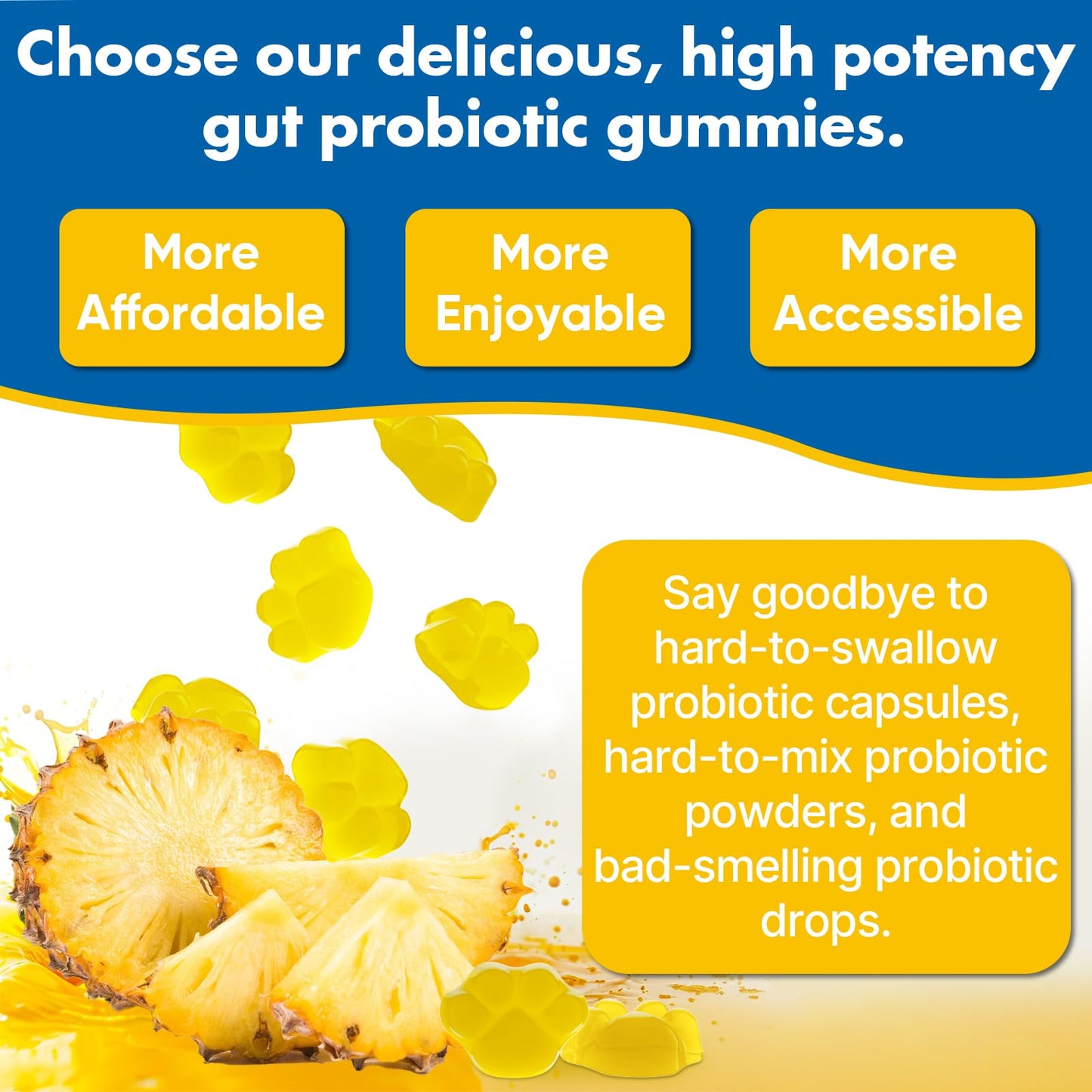 Gut Health Probiotic Gummies – 112.5B CFU, Sugar Free, 8 Strains + Prebiotics & Herbs – 60 Gummies
