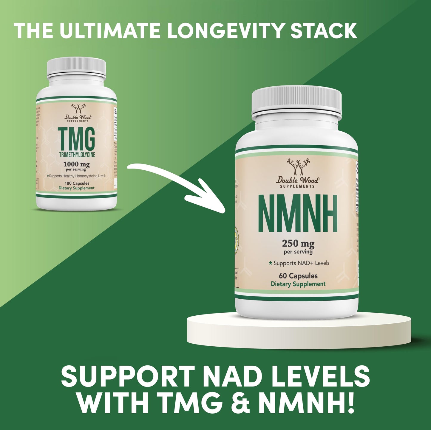Double Wood TMG Trimethylglycine 1,000mg – 180 Capsules | Homocysteine Support