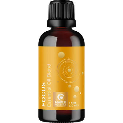 Focus Essential Oil Blend for Diffusers - Energy & Focus (Grapefruit, Bergamot, Peppermint, Eucalyptus) 1 Fl Oz