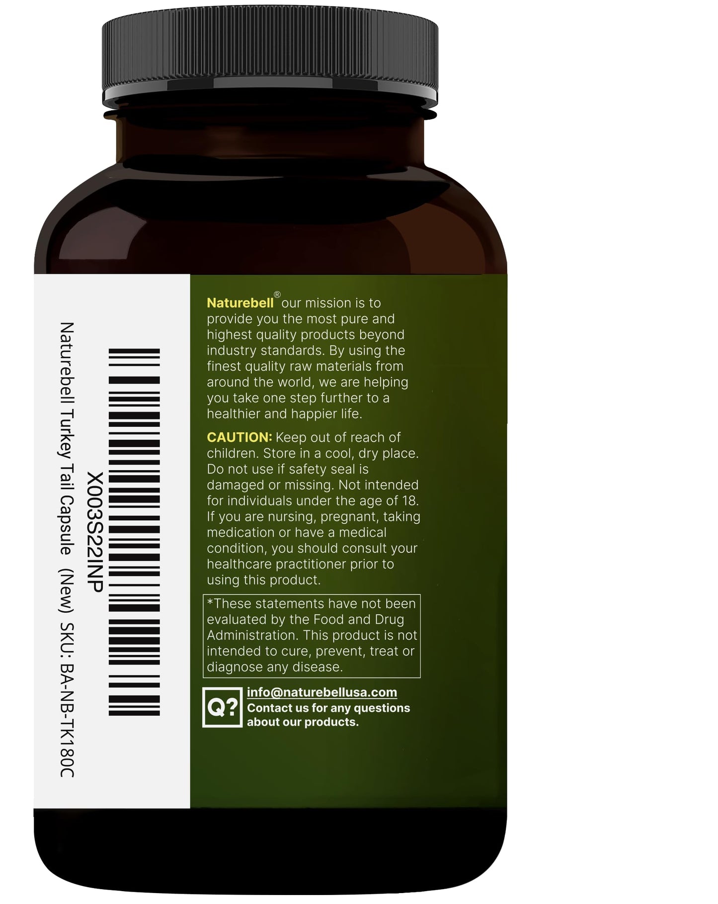 NatureBell Turkey Tail Mushroom Capsules – 15,000mg per Serving | 240 Count | 25:1 Extract for Immune & Brain Health