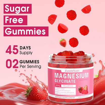 Magnesium Glycinate Gummies 400 mg with Ashwagandha – Sleep & Calm – 90 Count