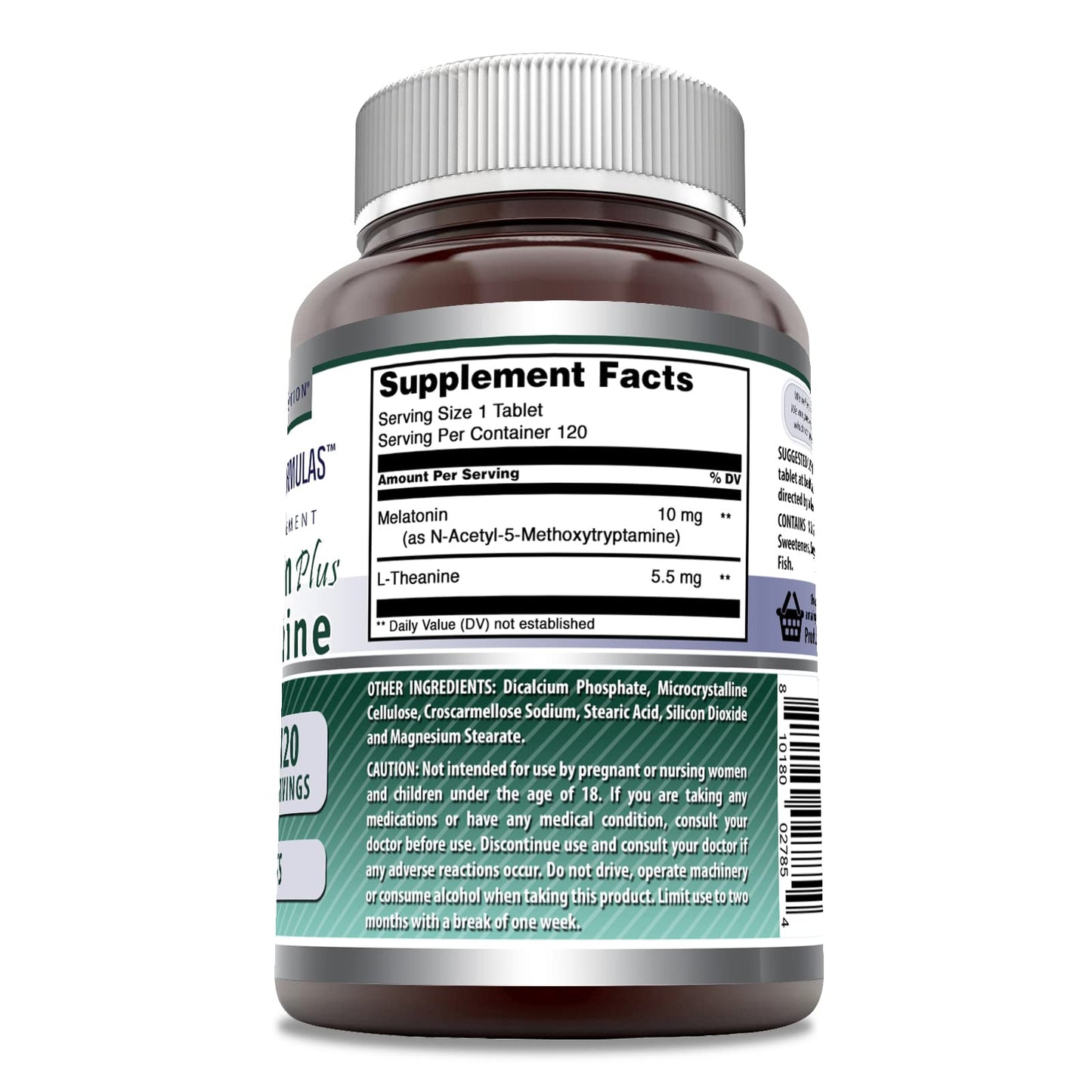 Amazing Formulas Melatonin 10 Mg Plus L-Theanine 5.5 Mg Supplement | Tablets | Non-GMO | Gluten Free | Made in USA | (1 Pack, 120 Tablets)